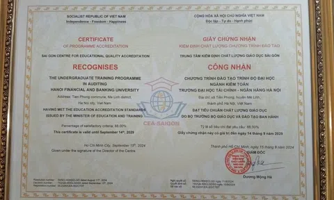 Chứng nhận KĐCL CTĐT ngành Kiểm toán của Trường Đại học Tài chính - Ngân hàng Hà Nội