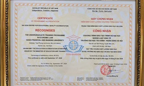 Chứng nhận KĐCL CTĐT ngành Luật kinh tế của Trường Đại học Tài chính - Ngân hàng Hà Nội