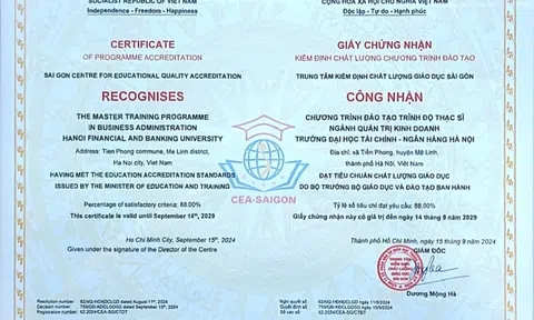 Chứng nhận KĐCL CTĐT ngành Quản trị kinh doanh của Trường Đại học Tài chính - Ngân hàng Hà Nội